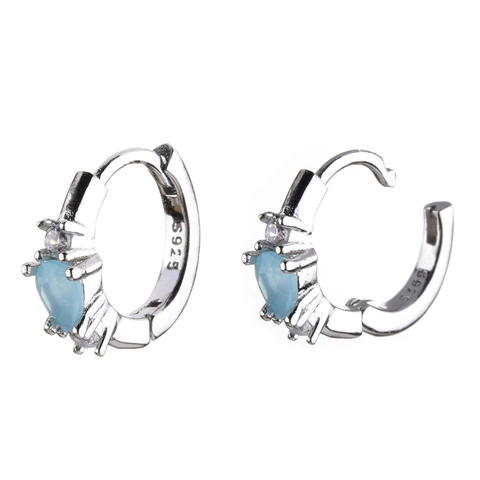 S925 Sterling Zilveren Oorknoppen Peervorm Blauw Melkwit Steen Zirkonia Huggie Oorbellen Voor Dames Sieraden