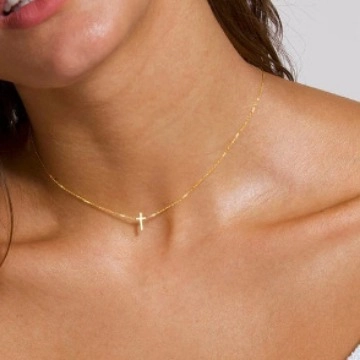 Titanium Steel Cross Necklace For Women Minimalist Side Vertical Gold Silver Plated Elegant Daily Fashion Jewelry Chain Gift