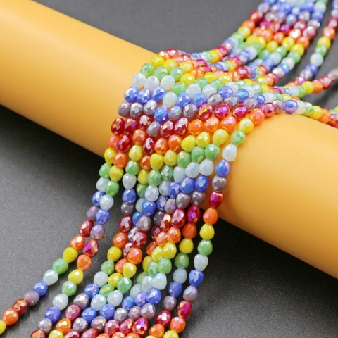 Faceted Glass Crystal Beads Gradient Mixed Color Loose Spacer Beads For DIY Jewelry Making Bracelet Necklace Craft