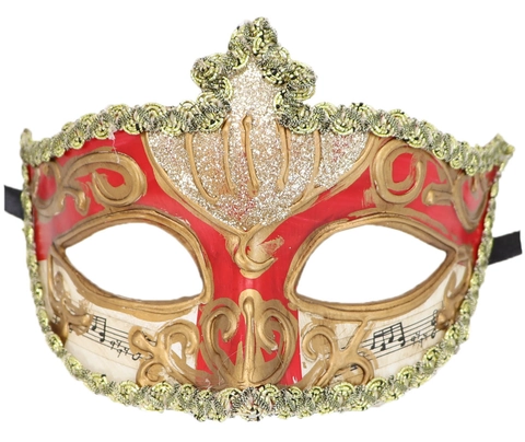 Venezianische Maskerade Maske Vintage Halbes Gesicht Kunststoff Glitzer Musiknoten Druck Halloween Party Zubehör