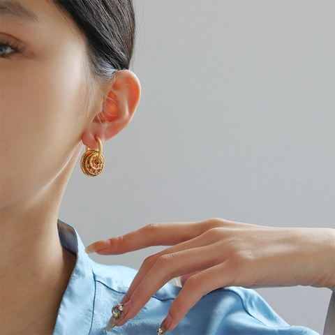 Neuer Chinesischer Stil Retro Ethno Emaille Blumen Ohrringe Für Damen Kupfer Bunte Lotus Runde Tropföl Schmuck Geschenk
