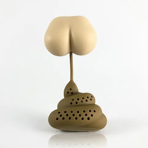 Funny Creative Tea Infuser Food Grade Silicone Spoof Poop Butt Shape Tea Strainer Novelty Quirky Leaf Filter Gadget