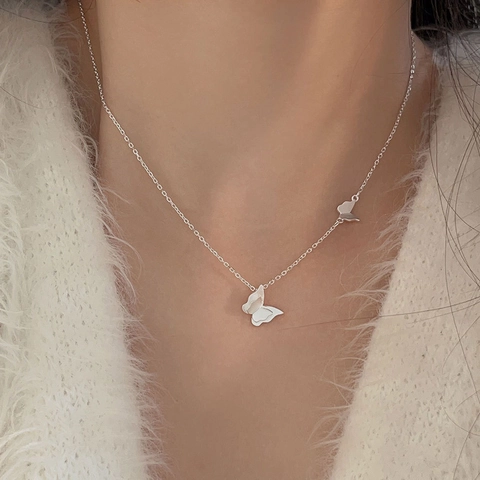 Collana Con Ciondolo A Farfalla Argento Sterling 925 Motivo A Farfalla Catena Per Clavicola Gioielli Coreani Minimalisti Donna