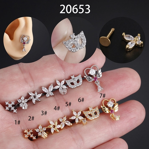 Anneaux De Lèvre En Acier Inoxydable Studs De Labret Bijoux De Piercing Avec Zircon Papillon Étoile Coeur Pour Femmes