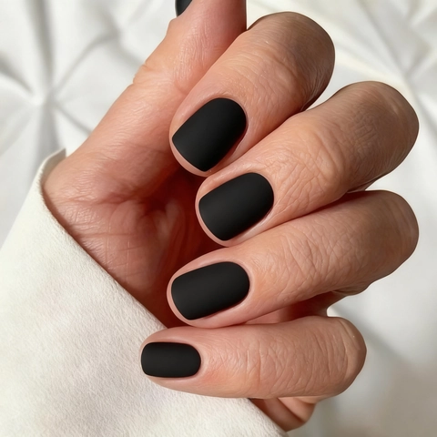 Unghie Finte Nero Opaco Plastica ABS Corto Quadrato Stile Minimalista Semplice Cool Girl Unghie Artificiali Per Donne