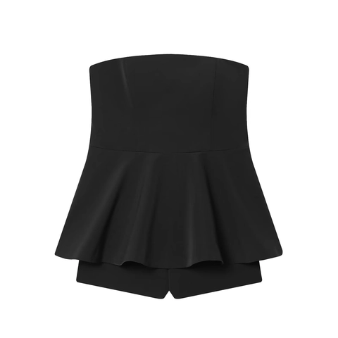 Damen Trägerloser Peplum Romper Polyester Ärmellos Rückenfrei Elegant Lässig Sommer Mode Jumpsuit