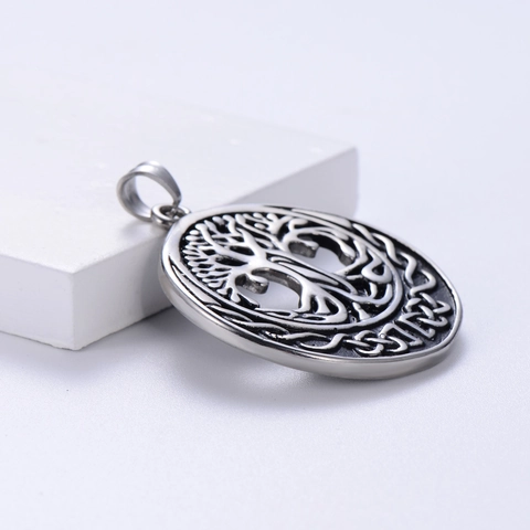 Collana Con Pendente Albero Della Vita Acciaio Inossidabile 304 Vichingo Nordico Nodo Celtico Gioielli Vintage Per Uomo Stile Retrò