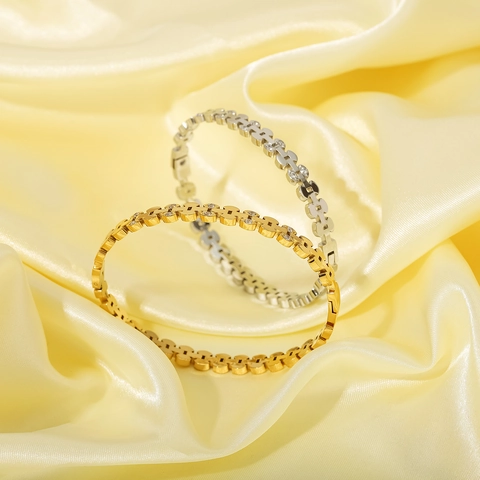 Roestvrijstalen Armband 18K Verguld Geometrische Holle H-Link Zirconia Waterdichte Sieraden Voor Dames