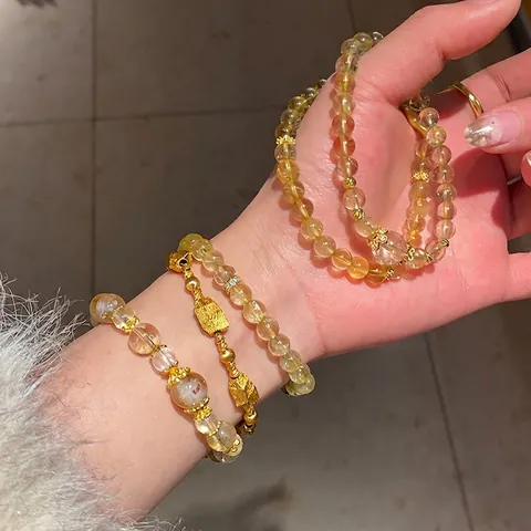 Gele Kristallen Armband Met Zirkoon Bloem En Vis Bedeltje Verguld Elegante Sieraden Voor Dames Mode Accessoire