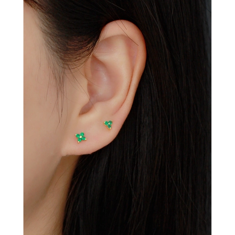 925 Sterling Silver Clover Flower Zircon Screw Back Cartilage Piercing Stud Earrings For Women