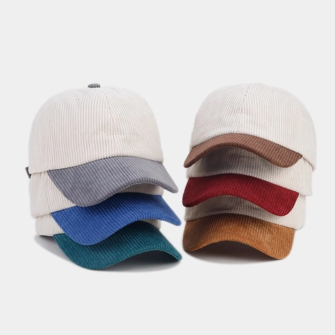 Cappello Da Baseball In Velluto A Costine Blocchi Di Colore Protezione Solare Vintage Unisex Regolabile
