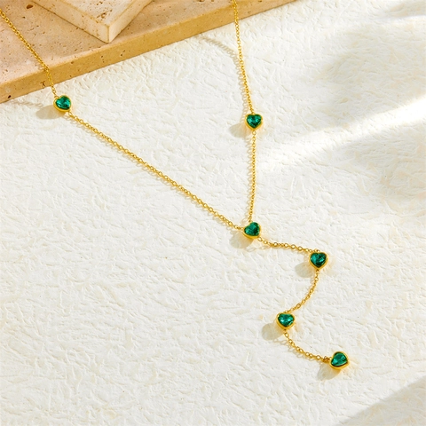 Edelstahl Herz Strass Y Lariat Halskette Für Damen Vintage Gold Galvanisiert Lange Quaste Kette Anhänger Halskette Schmuck