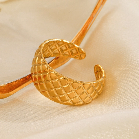 Anillo De Acero Inoxidable Diseño Acolchado Ajustable Abierto Geométrico Joyería De Moda Minimalista Para Mujer