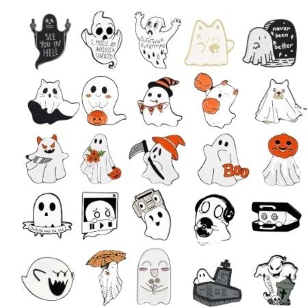 Pin De Esmalte De Halloween Lindo Fantasma Calabaza Esqueleto Broche De Aleación De Zinc Para Mochila Ropa Accesorios Insignia