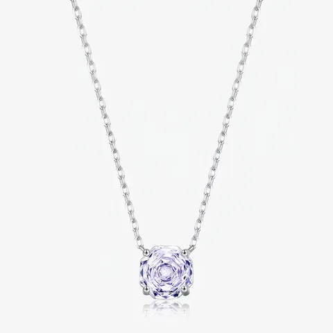 925 Sterling Silber Halskette Mit Violettem Zirkon Im Oktagonschliff Lavendel Edelstein Anhänger Minimalistische Schlüsselbeinkette
