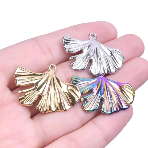 Ciondolo Foglia Di Ginkgo In Acciaio Inossidabile Gioielli Minimalisti Ispirati Alla Natura DIY Charm Placcato Sottovuoto Per Collana