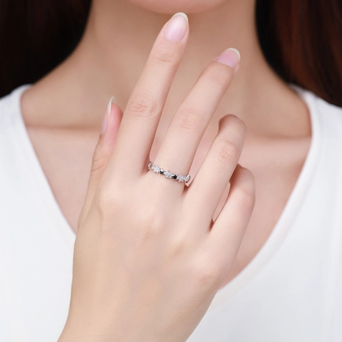 925 Sterlingsilber Stern Ring Funkelnde Zirkonia Stapelbare Ewigkeit Band Für Frauen Mode Schmuck Geschenk