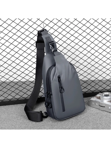 Herren Brusttasche Wasserdichtes Synthetikgewebe USB Ladeanschluss Lässig Sport Reise Sling Bag