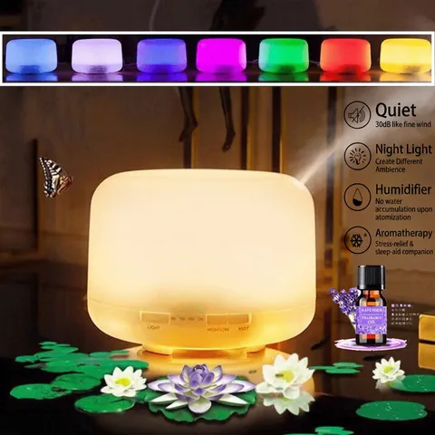 Ultrasonic Aromatherapy Diffuser Humidifier PP Plastic Color Changing LED Light Essential Oil Fragrance Bluetooth Speaker