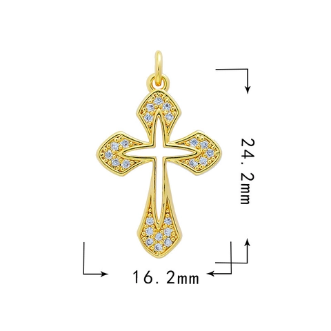 Micro Pave Zircon Cross Heart Pendants Copper 18K Gold Plated Charms For DIY Necklace Bracelet Making Jewelry Findings Fashion