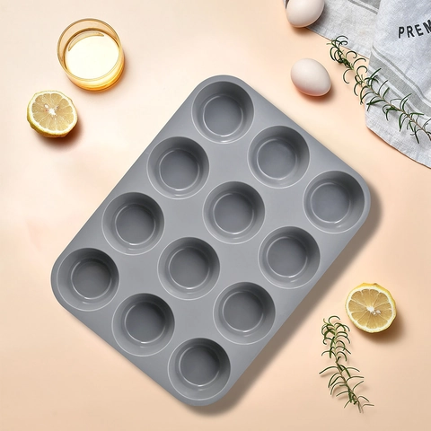 Stampo Per Muffin In Silicone 12 Cavità Antiaderente Teglia Per Cupcake Resistente Al Calore Vassoio Da Forno Flessibile