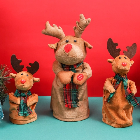Electric Rotating Musical Reindeer Plush Ornament Dancing Christmas Festive Decoration Gift Soft Plush Fabric Plastic