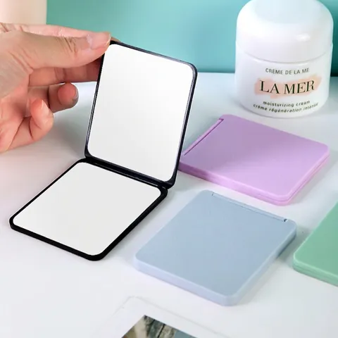 Miroir De Maquillage Portable Double Face Pliable Miroir De Poche Plastique PP Verre HD Rectangulaire Pour Voyage