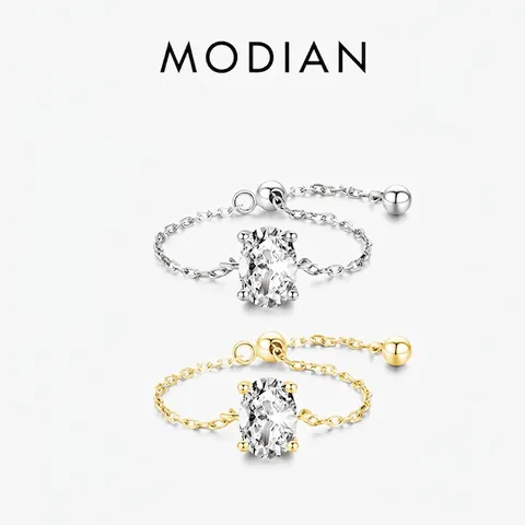 Verstellbarer Kettenring 925 Sterling Silber Ovaler Zirkonia Minimalistischer Funkelnder Zierlicher Modeschmuck Für Damen