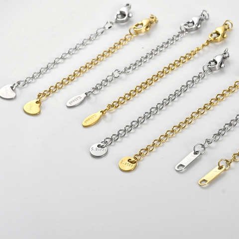 Stainless Steel Extension Chain Lobster Clasp Heart Round Pendant Jewelry Making Findings DIY Accessory For Necklace