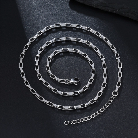 Minimalist Stainless Steel Necklace Geometric Small Feet Bell Box Chain Knot Link Clavicle Jewelry For Women Men