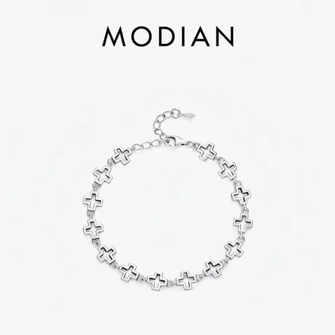 Bracciale A Catena Con Croce Traforata In Argento Sterling 925 Gioielli Minimalisti Gotici Vintage Da Donna Regolabile