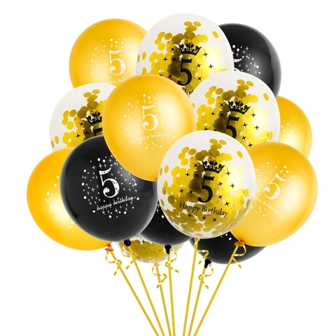 Decorazioni Per Palloncini Di Buon Compleanno Oro Nero Bianco Lattice Coriandoli Per Festa Di Compleanno