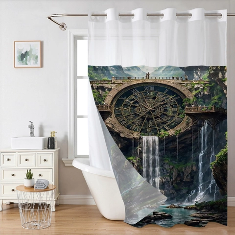 Tenda Da Doccia In Tessuto Di Poliestere Impermeabile Con Occhielli In Metallo Antimuffa Decorazione Artistica