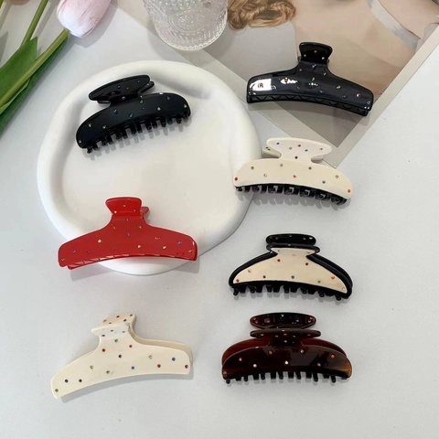 Pinzas Para El Cabello De Acetato Y Pinzas De Tiburón Con Diamantes De Imitación Coloridos Accesorios Dulces Para Mujeres