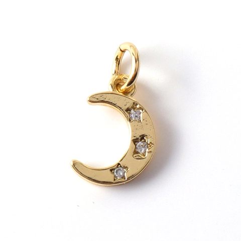 Ciondoli Luna Stella Rame Zirconia Cubica Pendenti Placcati Oro Per Creazione Di Gioielli Fai Da Te Accessorio