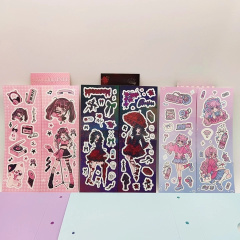 Cartoon Anime Mädchen Aufkleber Laser Holographisch Dekorative Decals Für Scrapbooking Journaling Gothic E-Sports Idol Stil
