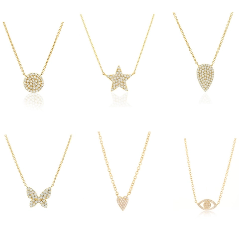 Collana Con Pendente Rame Placcato Oro Zirconia Farfalla Stella Cuore Malocchio Gioielli Raffinati Per Donna