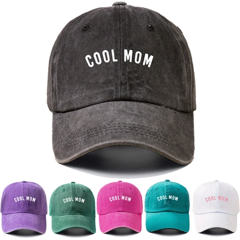 Cool Mom Baseball Cap Washed Cotton Vintage Retro Adjustable Sun Hat For Women Mother Day Gift