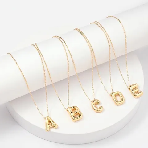 3D Bubble Initial Letter Hanger Ketting Verguld Roestvrij Stalen Ketting Minimalistische Dagelijkse Sieraden