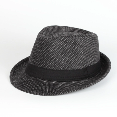 Chapeau Fedora Classique Pour Homme Style Britannique Rétro Trilby Jazz Avec Bande Noire Texture Coton Polyester