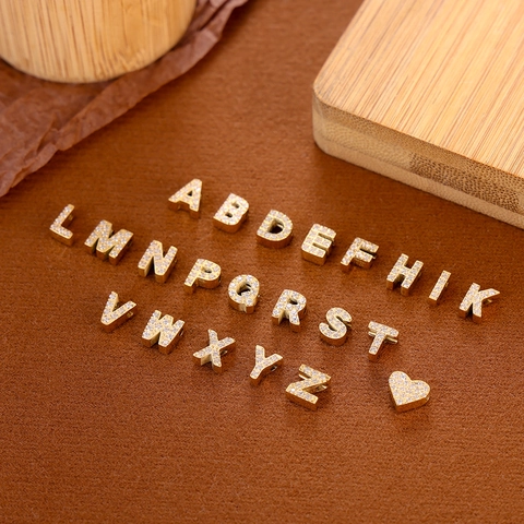 Stainless Steel A-Z Initial Letter Heart Pendants Micro Pave Zirconia DIY Jewelry Making Findings