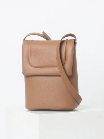 Rindsleder Handy Umhängetasche Polyester Futter Kleine Vertikale Quadratische Flip Schultertasche Retro Stil Damen