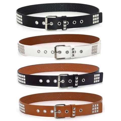 Cintura in Ecopelle Punk Con Borchie a Piramide Argento Fibbia in Metallo Cinturino Gotico Rock per Uomo Donna Accessori