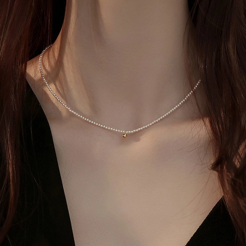 Girocollo Vintage in Perle d'Acqua Dolce e Artificiali per Donna Collana con Pendente a Cuore in Argento 925 Gioielli Oro