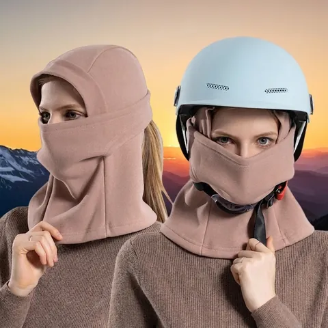 Pasamontañas Máscara Facial Forro Polar Cortavientos Clima Frío Esquí Ciclismo Sombreros Con Agujero Para Coleta