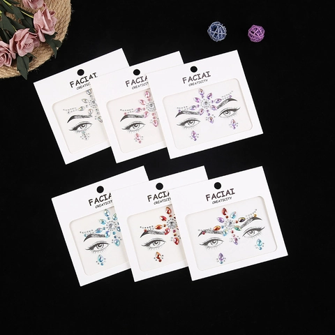 Bijoux De Visage Autocollants En Strass Acrylique Auto-Adhésifs Pour Festival Halloween Party Maquillage Décorations
