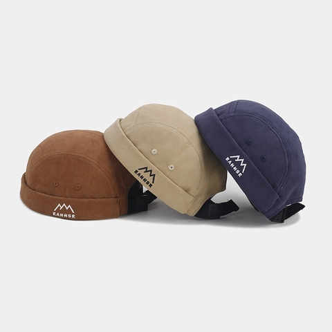 Vintage Docker Hat Randloze Katoen Canvas Pet Unisex Retro Streetwear Stijl Verstelbare Gesp Geborduurd Casual Hoofddeksel