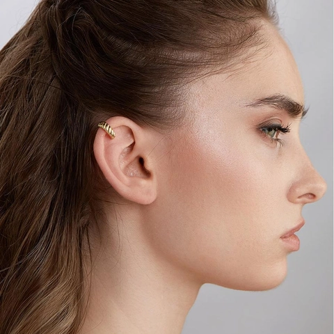 Ear Cuff In Acciaio Inossidabile Placcato Oro 18K Forma A C Intrecciata Senza Buco Gioielli Geometrici Donna