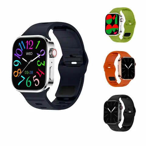 Smartwatch Bluetooth Call Heart Rate Health Monitor Sleep Tracker Waterproof Square Face Metal Case Silicone Strap Unisex