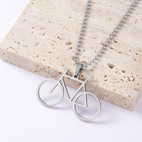 Berg Fahrrad Anhänger Halskette Edelstahl Kugelkette Sportlich Minimalistisch Schmuck Für Damen Herren